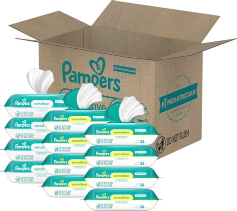 Amazon.com: Pampers Sensitive Baby Wipes, Water Based, Hypoallergenic ...