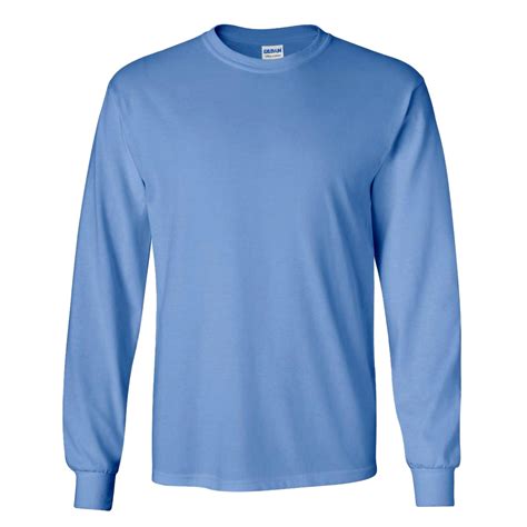 Mens Plain Crew Neck Ultra Cotton Long Sleeve TShirt (Carolina Blue ...