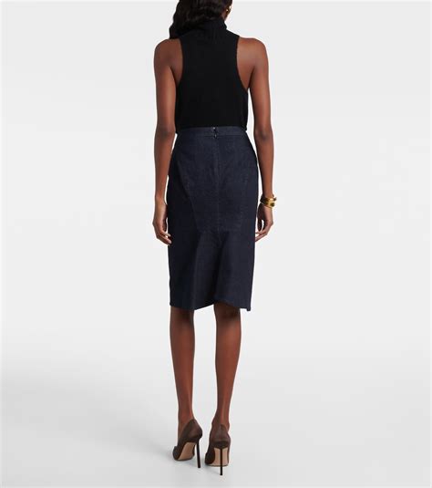 High-rise denim pencil skirt in blue - Tom Ford | Mytheresa