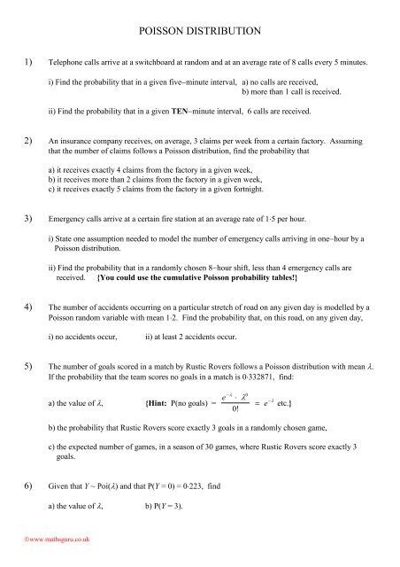 Image result for Poisson Distribution Word Problems