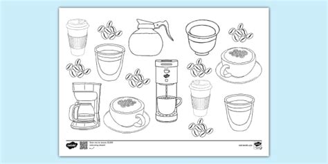 Coffee Cup Doodle Colouring Page (teacher made) - Twinkl