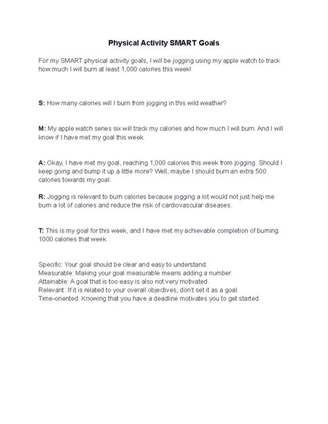 Image result for Physical Goals Examples