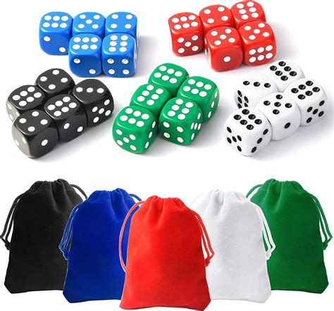 Amazon.com: 25 Pieces Dice Set 6 Sided 5 Colours Spot Dice with Bags ...