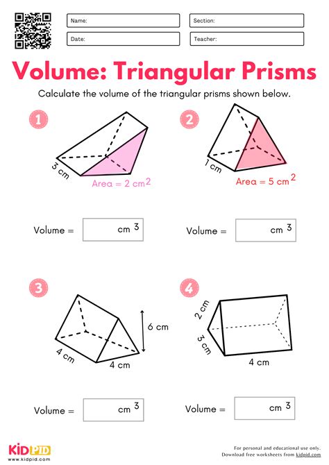 Image result for Triangular Prism Volume Worksheet Metric System
