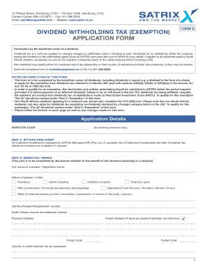 Fillable Online DIVIDEND WITHHOLDING TAX EXEMPTION APPLICATION FORM ...