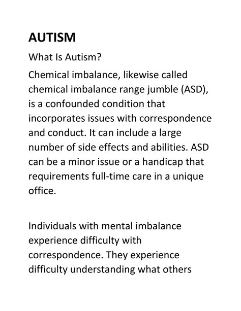 Autism - Useful - AUTISM What Is Autism? Chemical imbalance, likewise ...