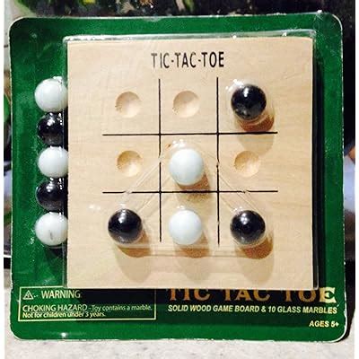Buy Tic Tac Toe Solid Wood Game Board & 10 Glass Marbles Online at ...
