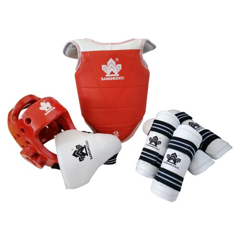 跆拳道用品护具五件套 儿童护头护胸护腿 防护实战比赛型送护具包-阿里巴巴