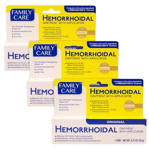 Family Care Hemorrhoidal Ointment with Applicator-Pack of 3 Boxes .67 ...