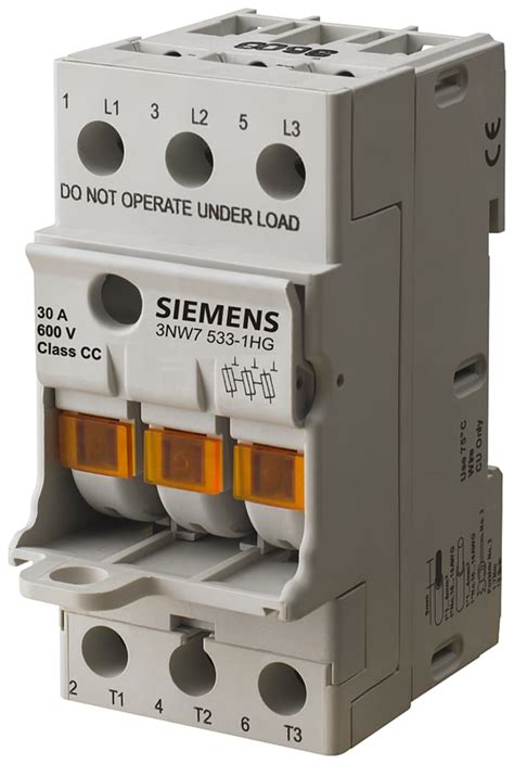 3NW7533-1HG Siemens | Siemens 30A Rail Mount Fuse Holder, 3P, 600V ...