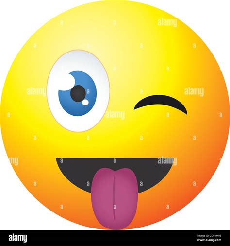 winking emoji face with tongue over white background, colorful design ...