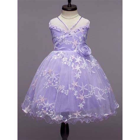 Buy Hopscotch Girls Lavender Sleeveless Star Embroidered Party Dress Online