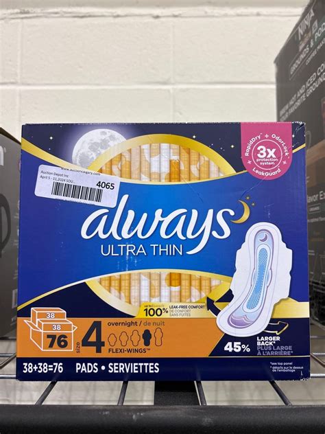 Always ultra thin maxi pads, pack of 76 pads