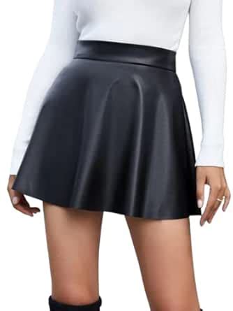 Buy Tandul Women's Leather High Waisted Shorts Skirts Nightclub Party ...