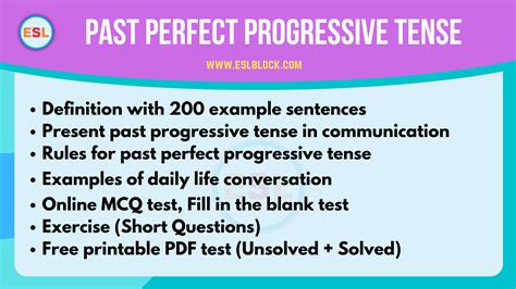 Past Perfect Progressive Tense Definition With Examples - English as a ...