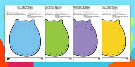 Fine Motor Octopus Worksheet English/German - EAl, German, Fine Motor ...