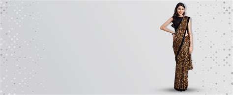 Womanista Women's Animal Print Crepe Saree (FSP770_Brown & Mustard ...