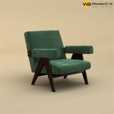 Buy Capri Lounge Chair (Velvet, Forest Green) Online In India At Wooden ...