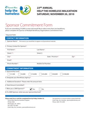 Fillable Online hthwalks Sponsor Commitment Form - Help the Homeless ...