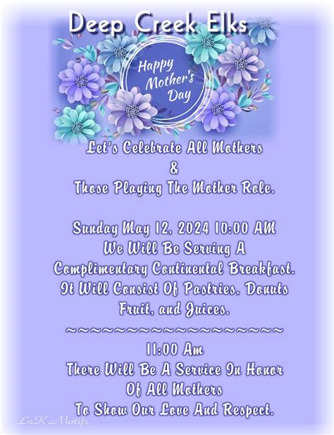 MOTHERS DAY CELEBRATION ~ DEEP CREEK ELKS, 1133 Capricorn Blvd, Punta ...