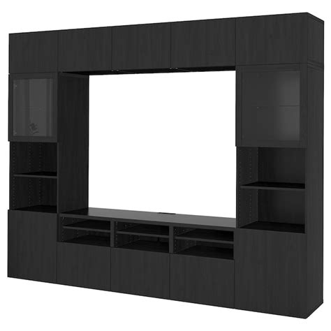 BESTÅ TV storage combination/glass doors, black-brown/Lappviken black ...