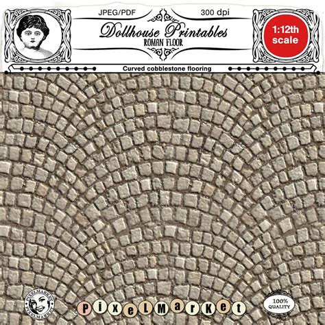 Diorama Flooring 1/12 Miniature Curved COBBLESTONE Floor Tile Roman ...