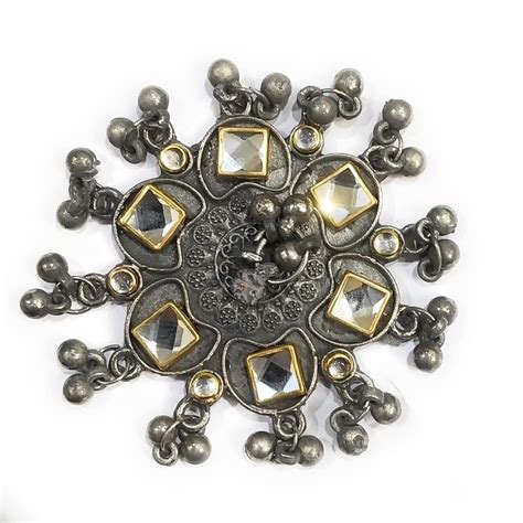 Dulcett India | Dual Tone Oxidised Silver Ring | Round Shape Oxidized ...