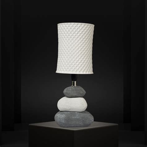 3D Printed Table Lamp Shade, Theme- Knurl, Ceramic Pebbles - Cimplifabb