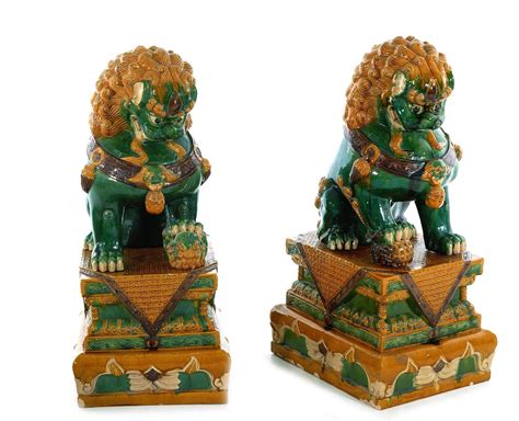 Lot - Pair Vintage Chinese Ceramic Foo Lions (4pcs)