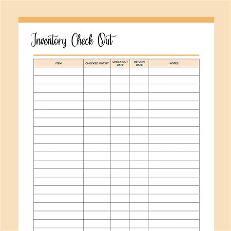 Printable Inventory Check-Out Tracking Form | Instant download PDF | A4 ...
