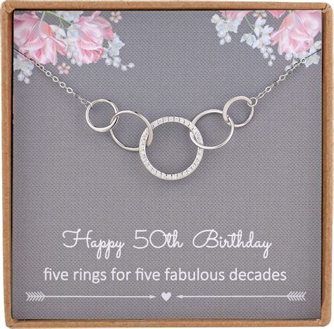 Buy NOURISHLOV 50th Birthday Gifts for Her,Sterling Silver 5 Circle CZ ...