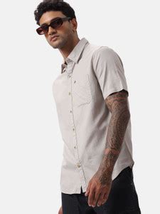 WROGN Men Solid Casual Grey Shirt - Buy WROGN Men Solid Casual Grey ...
