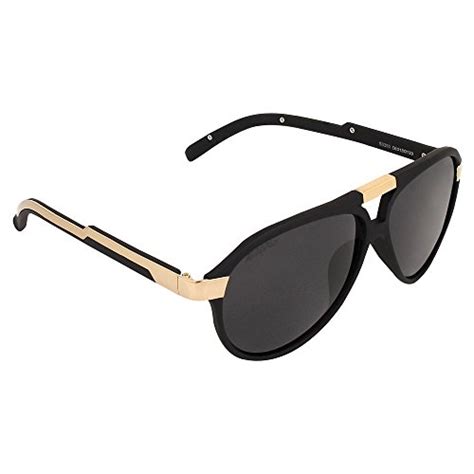 Buy Caprio Black & Gold-Toned Embellished Shiny Frame Unisex Oval ...