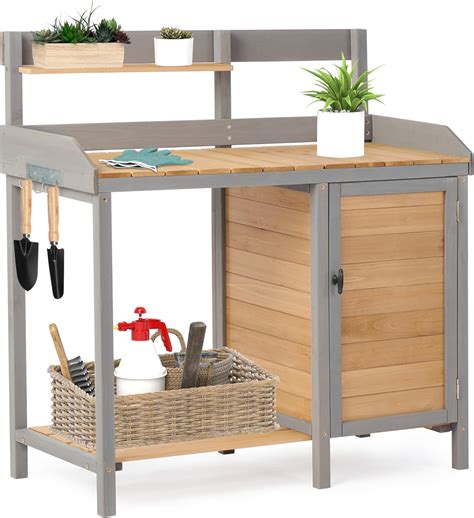 Amazon.com: Wooden Potting Bench Table with Sink,Outdoor Garden Table ...