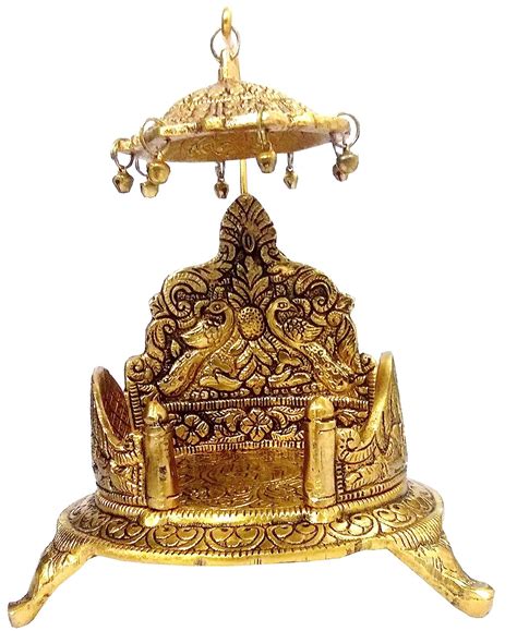 Buy Purpledip Metal Singhasan (Gold Throne Chowki with Canopy ...