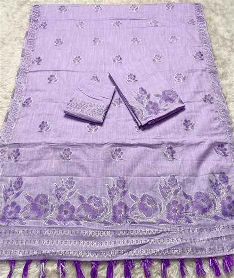 Ready-To-Wear Dhaga-Silver Jari Weaving Work Kesa Cotton* Mekhela Sado ...
