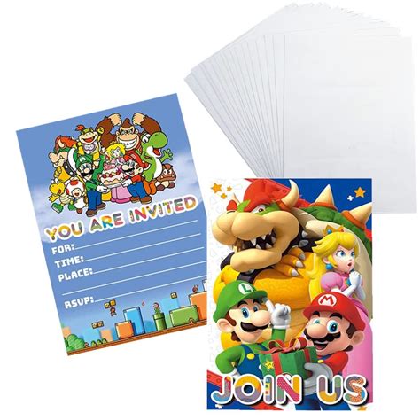 Buy 32 Packs Mario Birthday Invitation Cards,Mario Birthday Party ...