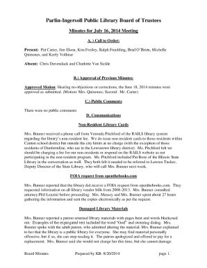 Fillable Online Present: Pat Carter, Jim Elson, Kim Freiley, Ralph ...