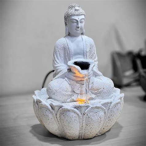 Home Swarnhouse LED Buddha Tabletop Water Fountain, 14 Inch, White ...