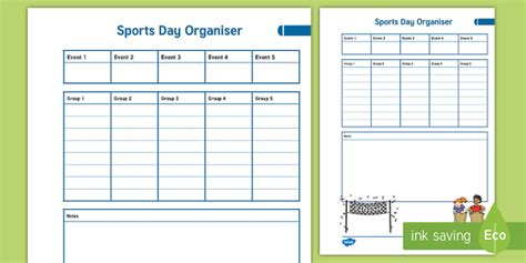 EYFS Sports Day Organiser Plan (teacher made) - Twinkl