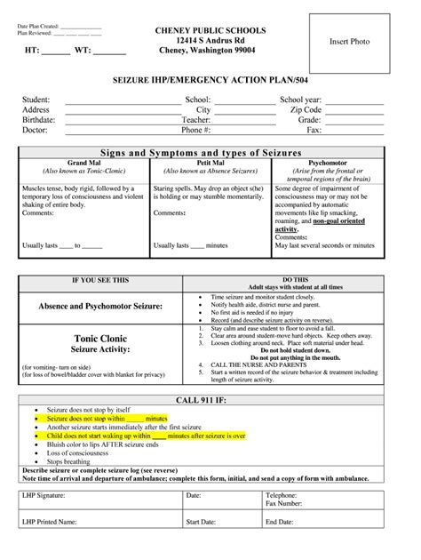 Fillable Online cheneysd Signs and Symptoms and types of Seizures - cheneysdorg Fax Email Print ...