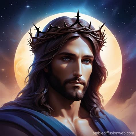 Jesus Christ's Silhouette with Crown of Thorns | Stable Diffusion Online