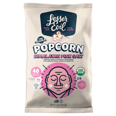 LesserEvil Organic Popped Popcorn - Himalayan Pink Salt - Shop Popcorn ...