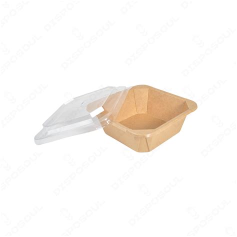 Disposoul 4307K Square Kraft Paper Container With PP Lid