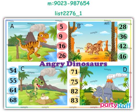Dinosaur theme designs in Tambola Housie, Paper Games, Cards ...