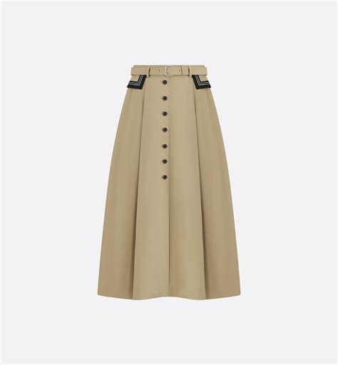 Mid-Length Flared Skirt Beige Cotton Gabardine | DIOR
