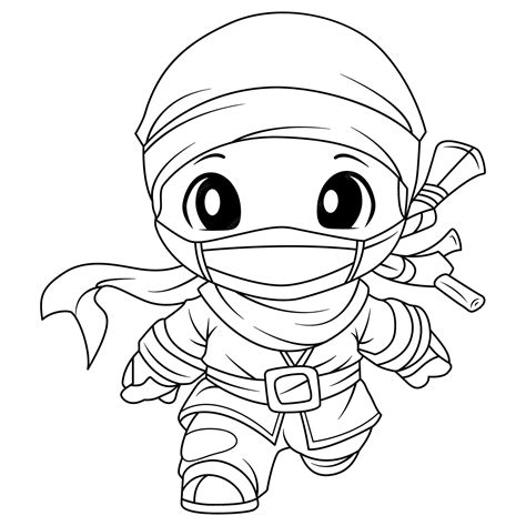 Premium Vector | Cute ninja samurai coloring page for kids isolated ...