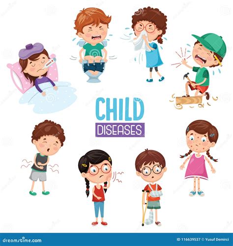 Vector Illustration of Child Diseases Stock Vector - Illustration of ...