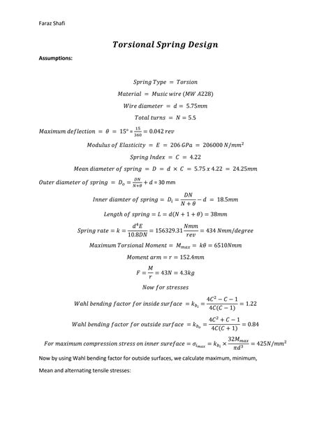 Image result for Torsion Spring Design Examples