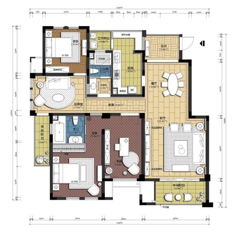 200平米以下别墅四室二厅户型图2023_装信通网效果图